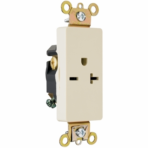26861I 20 Amp 250V Heavy Duty Single Decorator Receptacle, Ivory
