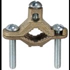Bare Ground Clamp, 10 SOL to 2 STR conductor size, Bronze material, 1-1/4 to 2 in. pipe size
