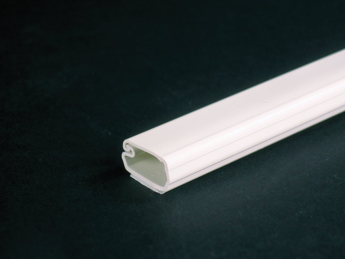 Uniduct; Single Channel Low-Voltage Latching Raceway; 8 ft Length x 3/8 Inch Width x 3/4 Inch Height, Plastic, Smooth, White
