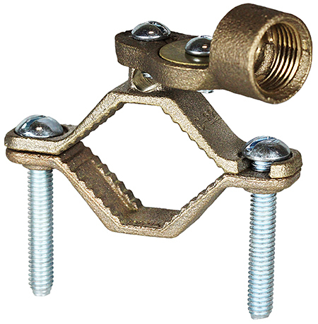 271H Grounding Pipe Clamp, 1/2 to 1 in Pipe, 10 SOL to 2/0 STR Conductor, Copper Alloy/Carbon Steel, Domestic