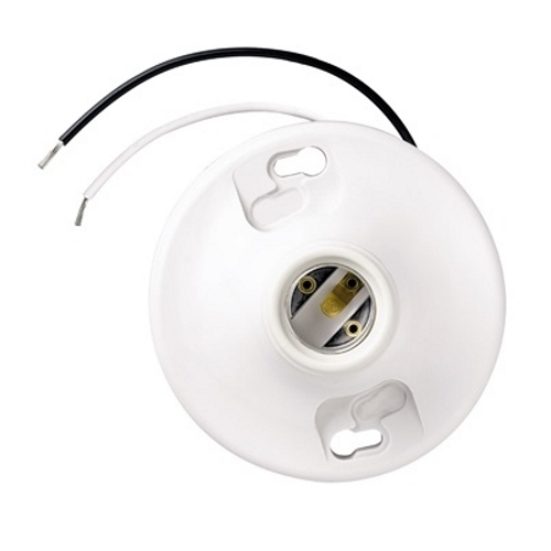 276WH6 Phenolic Medium Base Lampholder, 4-Terminal, 6-inch leads, 250V, White