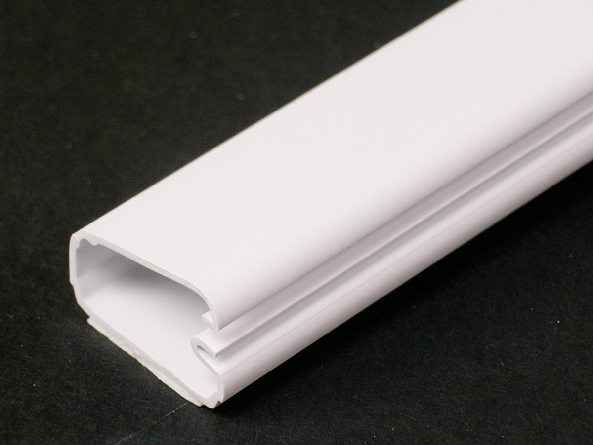 Uniduct; Single Channel Low-Voltage Latching Raceway; 6 ft Length x 1/2 Inch Width x 1 Inch Height, Plastic, Smooth, White
