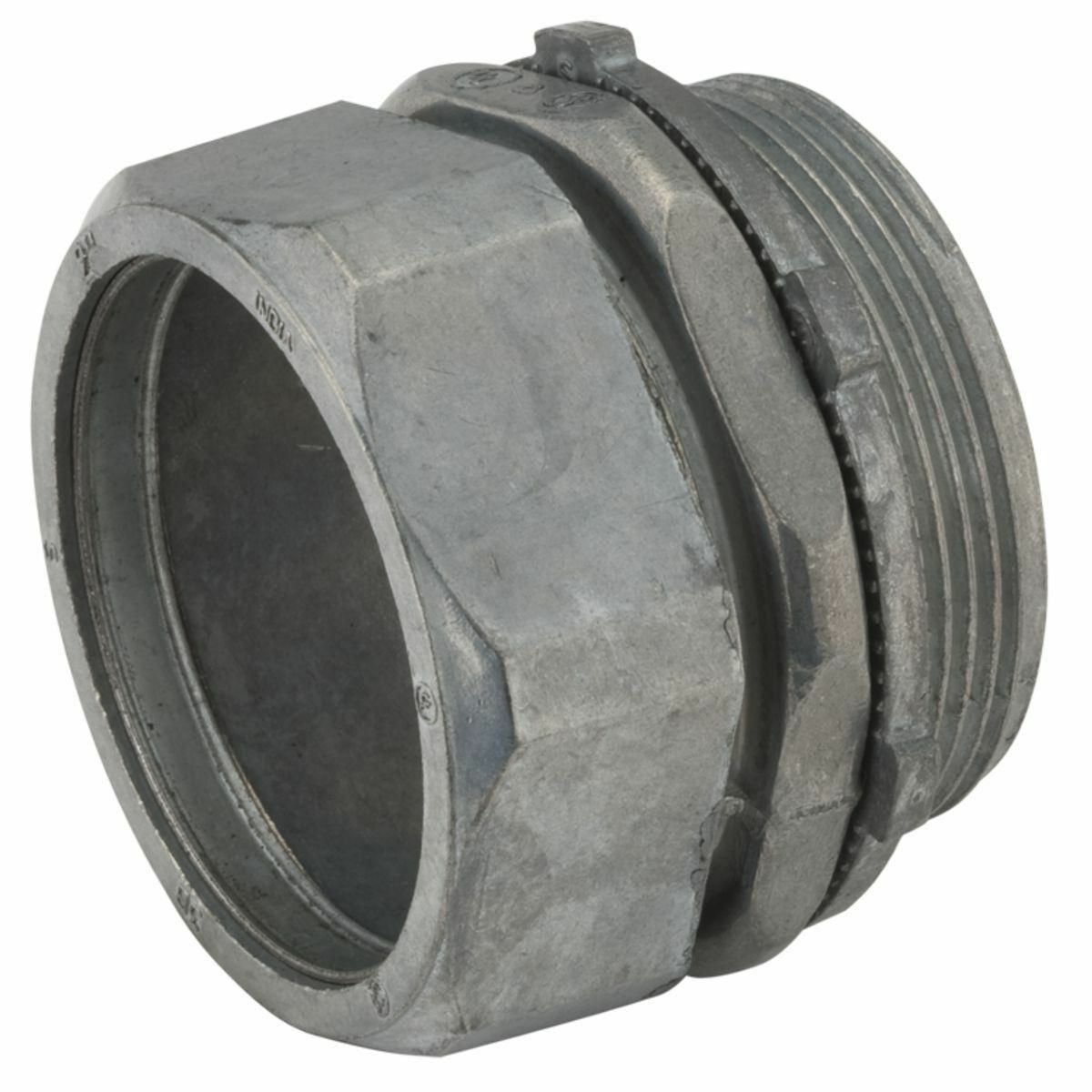 2808 Non-Insulated Compression Connector, 2 in Trade, 1-39/64 in Cable Openings, For Use With EMT Conduit, Die Cast Zinc