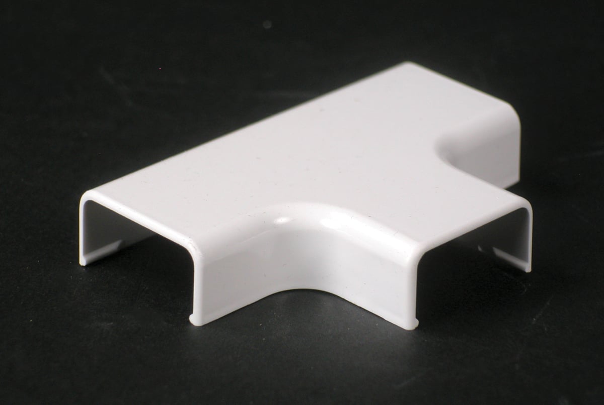 Single-Channel Non Metallic Tee Fitting; 2-7/8 Inch Length x 1 Inch Width Ivory, PVC