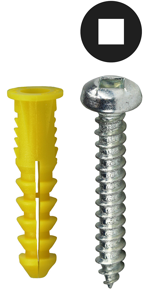 2AKDD Anchor Kit, 201 Pieces, 10 x 1 in Size, 1/4 in Bit, Nylon, Yellow