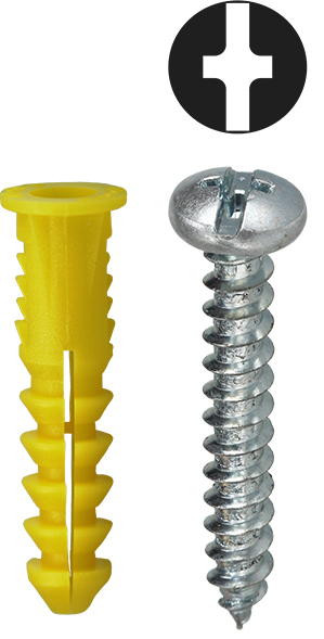 2AKTP Anchor Kit, #10 x 1 in Size, 1/4 in Drill, 201 Pieces, Nylon, Yellow