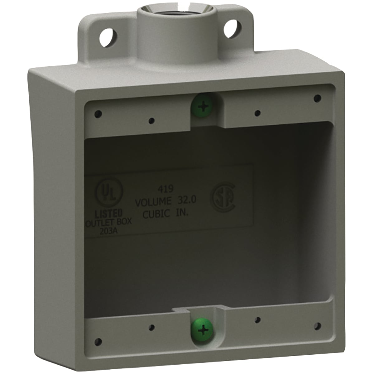 2FS-2 2FS/FD Type FS Dead End Shallow Cast Device Box, Copper-Free Aluminum, 32 cu-in Capacity, 2 Gangs, (2) Outlets, 4-5/8 in L x 11/16 in W x 4-11/16 in H