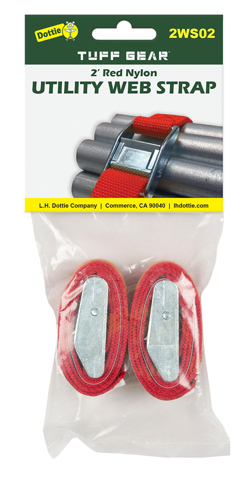 2WS02 Strap-It 2-Piece Display Pack Heavy Duty Hang-Up Tie Down Web Strap, 2 ft L x 1 in W, 750 lb Load, Nylon
