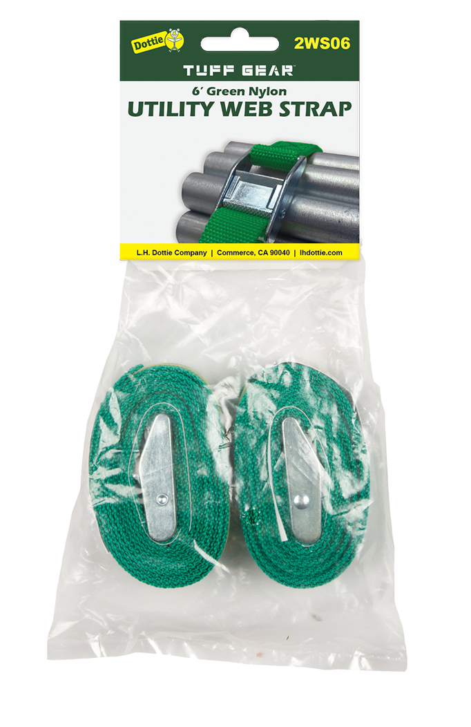 2WS06 Strap-It 2-Piece Display Pack Heavy Duty Hang-Up Tie Down Web Strap, 6 ft L x 1 in W, 750 lb Load, Nylon