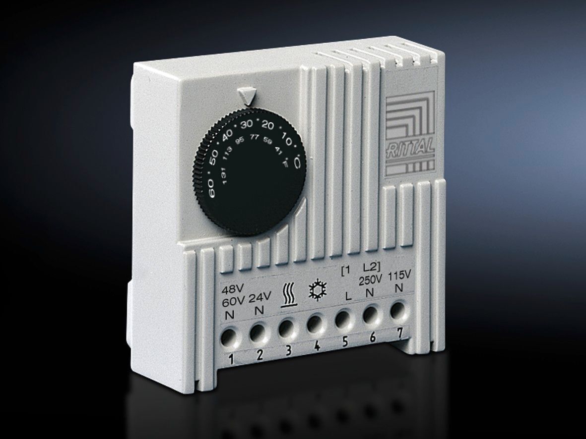 3110000 1-Phase 1-Pole Internal Enclosure Thermostat, 24/48/60 VDC, 115/230 VAC, 4 A