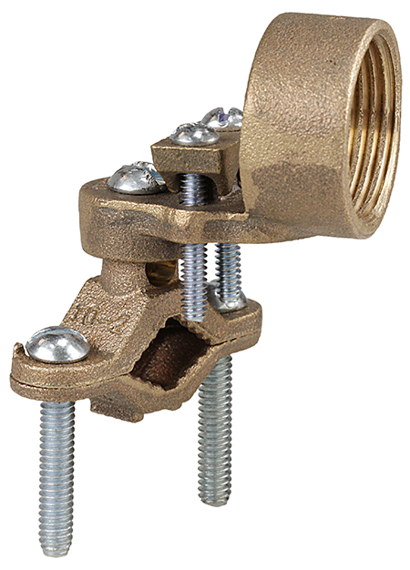31H Grounding Pipe Clamp, 1/2 to 1 in Pipe, 10 SOL to 3/0 STR Conductor, Copper Alloy/Carbon Steel, Domestic