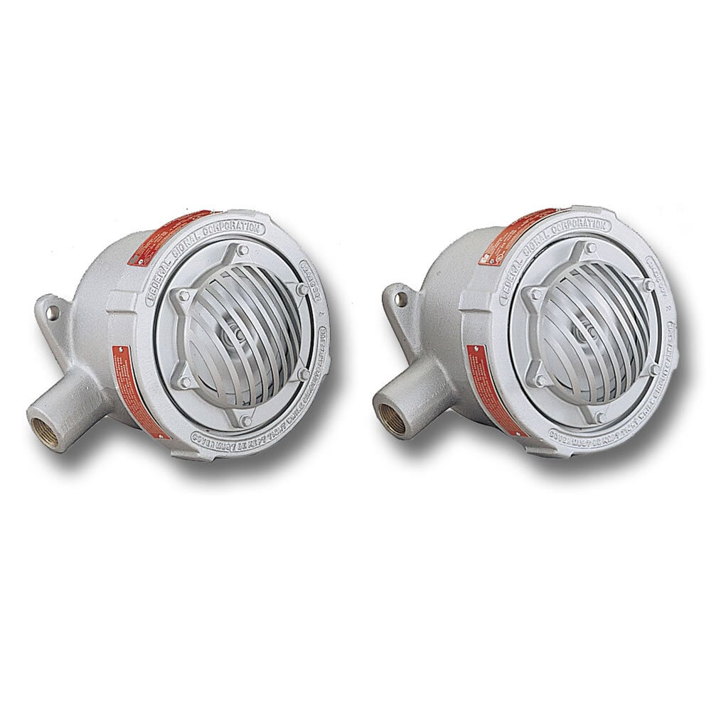 31X-120-3 Vibratone 31X Explosionproof Vibrating Horn, 125 V AC, 0.2 A, 100 dBA Sound, Pipe Mount, ARRA Compliant|BAA Compliant|cUL Listed|CSA Certified|UL Listed, Gray