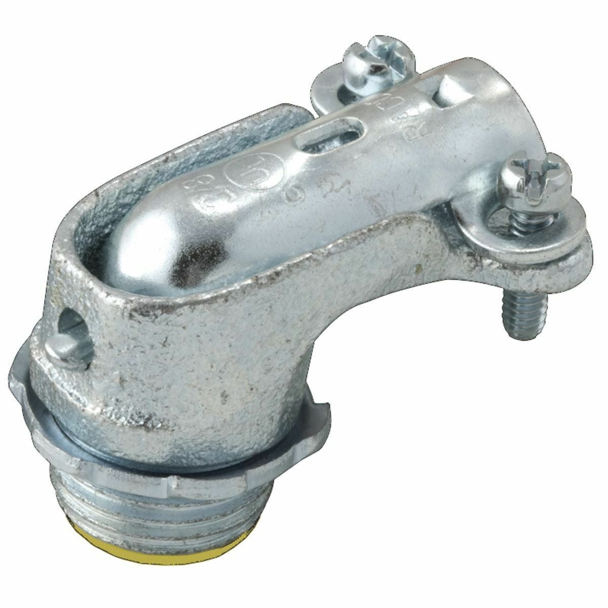 3203 Insulated Squeeze Conduit Connector, 3/4 in Trade, 0.822 in Cable Openings, For Use With Armored Cable, Malleable Iron, Electro-Plated Zinc