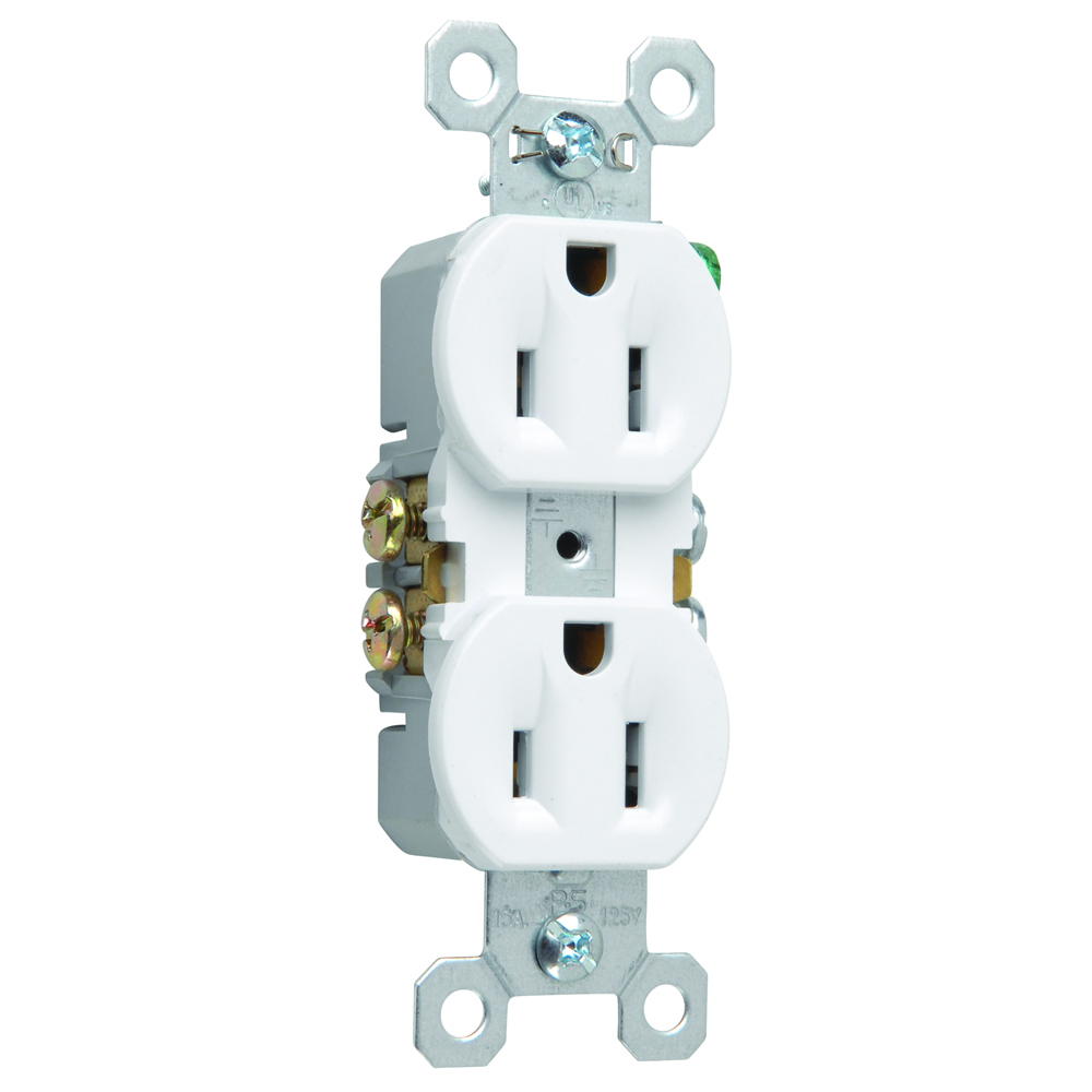 3232SW Trademaster 15 Amp 125V Self-Grounding Duplex Receptacle, White