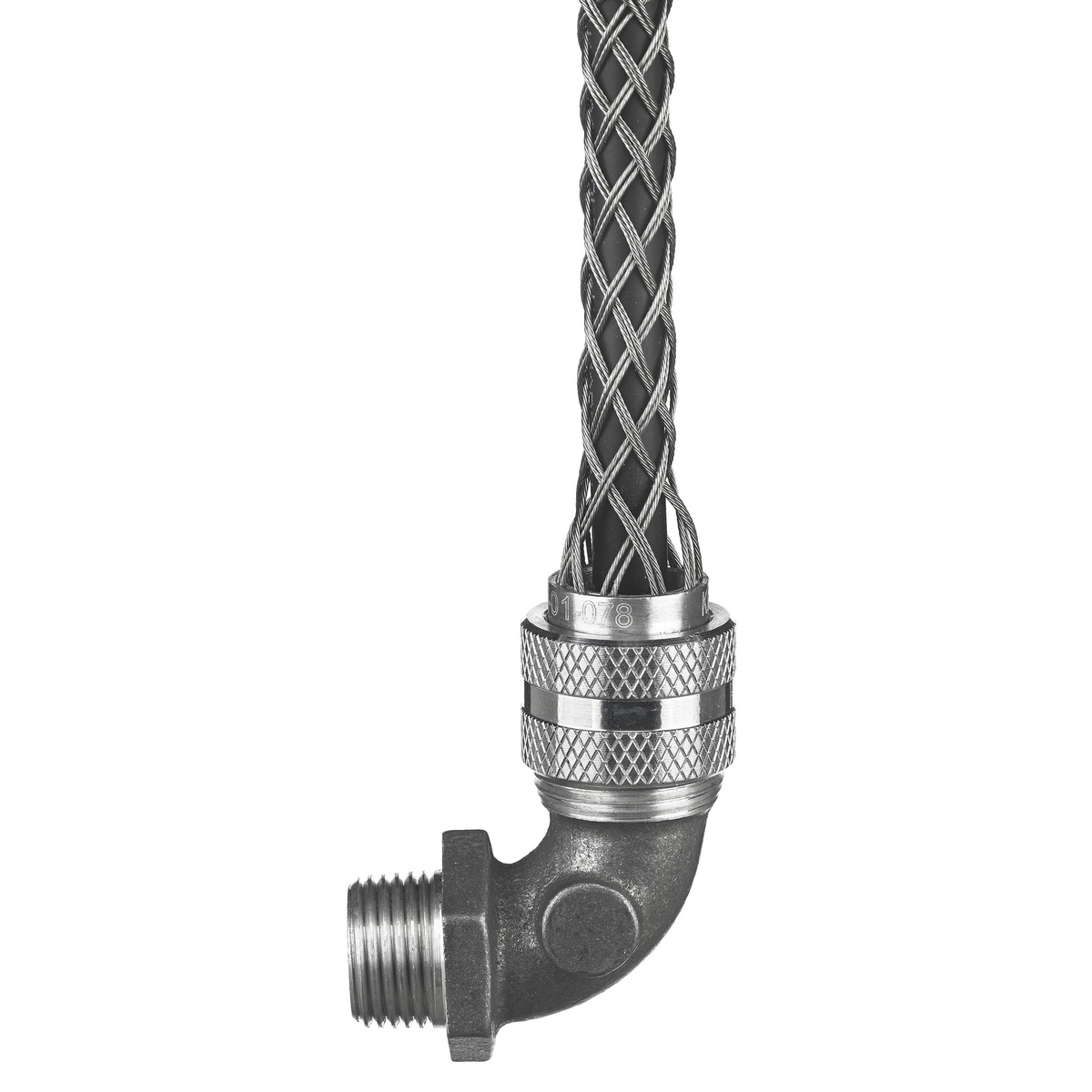 7401080 Form 2 Liquidtight Standard Duty Strain Relief Deluxe Cord Grip With Mesh, 1/2 in Trade, 1 Conductor, 1/2 to 5/8 in Cable Openings, Aluminum/Stainless Steel