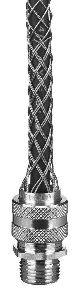 74011037 Form 7 Liquidtight Standard Duty Strain Relief Deluxe Cord Grip With Mesh, 3 in Trade, 1 Conductor, 2.062 to 2.187 in Cable Openings, Aluminum/Stainless Steel