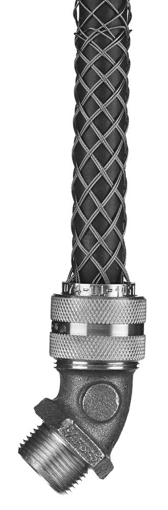 74011057 Form 4 Liquidtight Standard Duty Strain Relief Deluxe Cord Grip With Mesh, 1 in Trade, 1 Conductor, 3/4 to 7/8 in Cable Openings, Aluminum/Stainless Steel