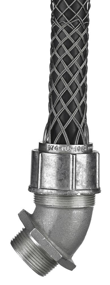 74011059 Form 5 Liquidtight Standard Duty Strain Relief Deluxe Cord Grip With Mesh, 1-1/4 in Trade, 1 Conductor, 1 to 1-1/8 in Cable Openings, Aluminum/Stainless Steel