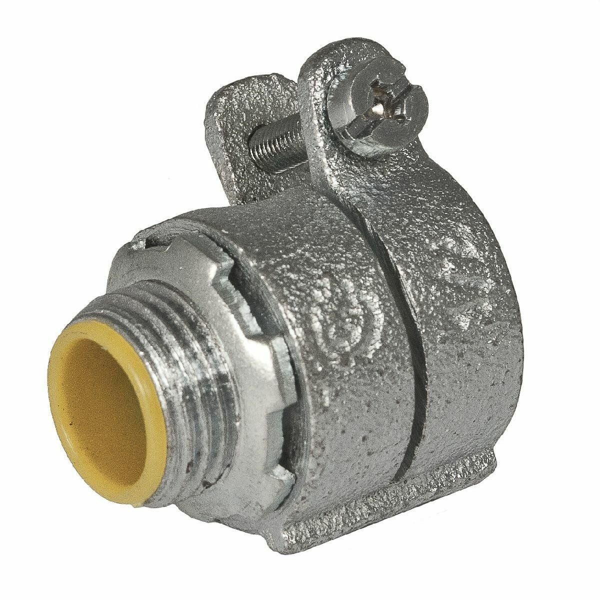 3302 Insulated Straight Squeeze Conduit Connector, 1/2 in Trade, 0.622 in Cable Openings, Malleable Iron, Electro-Plated Zinc