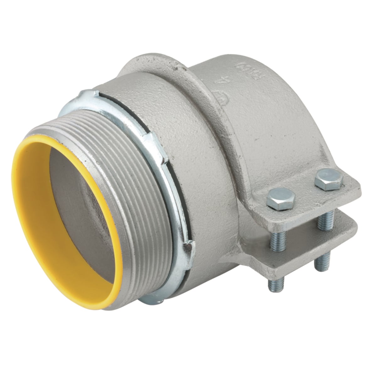 3316 Insulated Straight Squeeze Conduit Connector, 4 in Trade, 2.98 in Cable Openings, Malleable Iron, Electro-Plated Zinc