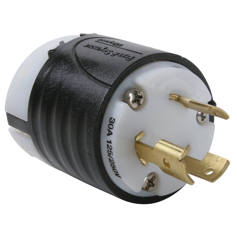 3331SS 30A Non-NEMA 3 Wire Plug - Black Back, White Front Body