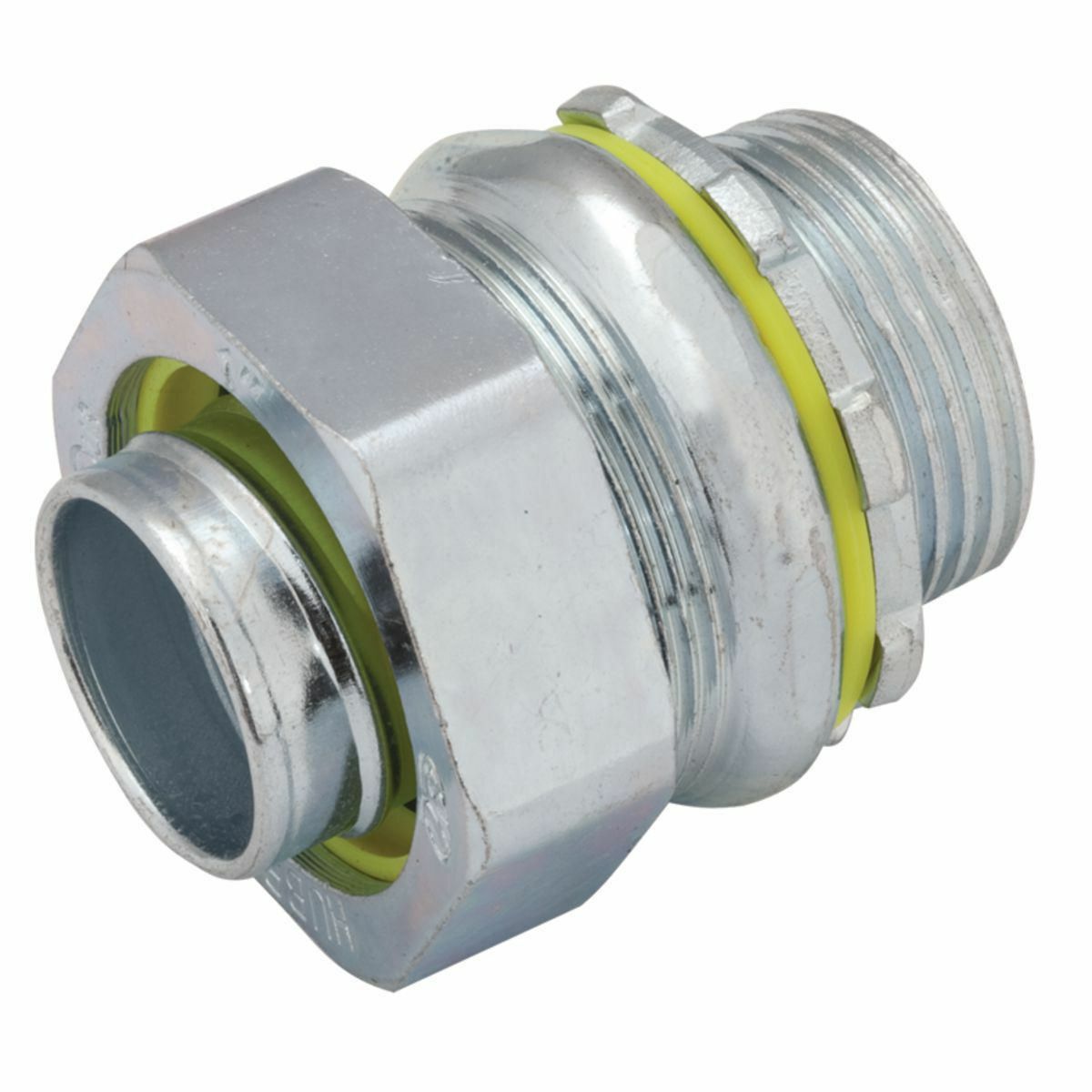 3405 Non-Insulated Straight Conduit Connector, 1-1/4 in Trade, Malleable Iron/Steel, Electro-Plated Zinc