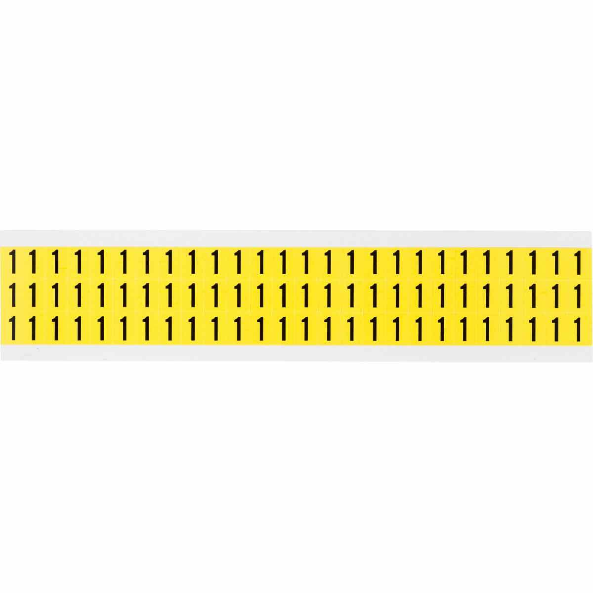 3410-1 Non-Reflective Repositionable Number Label, Black 1 Character, 3/8 in H x 0.24 in W, Yellow Background, B-498 Vinyl Coated Fabric