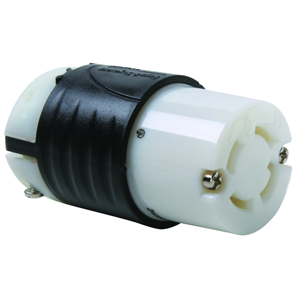 3433SS 30A Non-NEMA Connector - Black Back, White Front Body