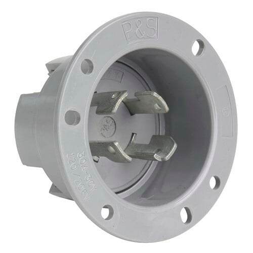 3434SS 30A Non-NEMA Flanged Inlet, Gray