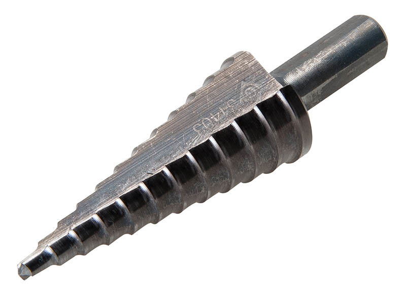 34403 Kwik Stepper Multi-Hole Step Bit, 3/16 in Dia Min Hole, 7/8 in Dia Max Hole, 11 Steps, Steel, 12 Hole Sizes, 3/8 in Shank