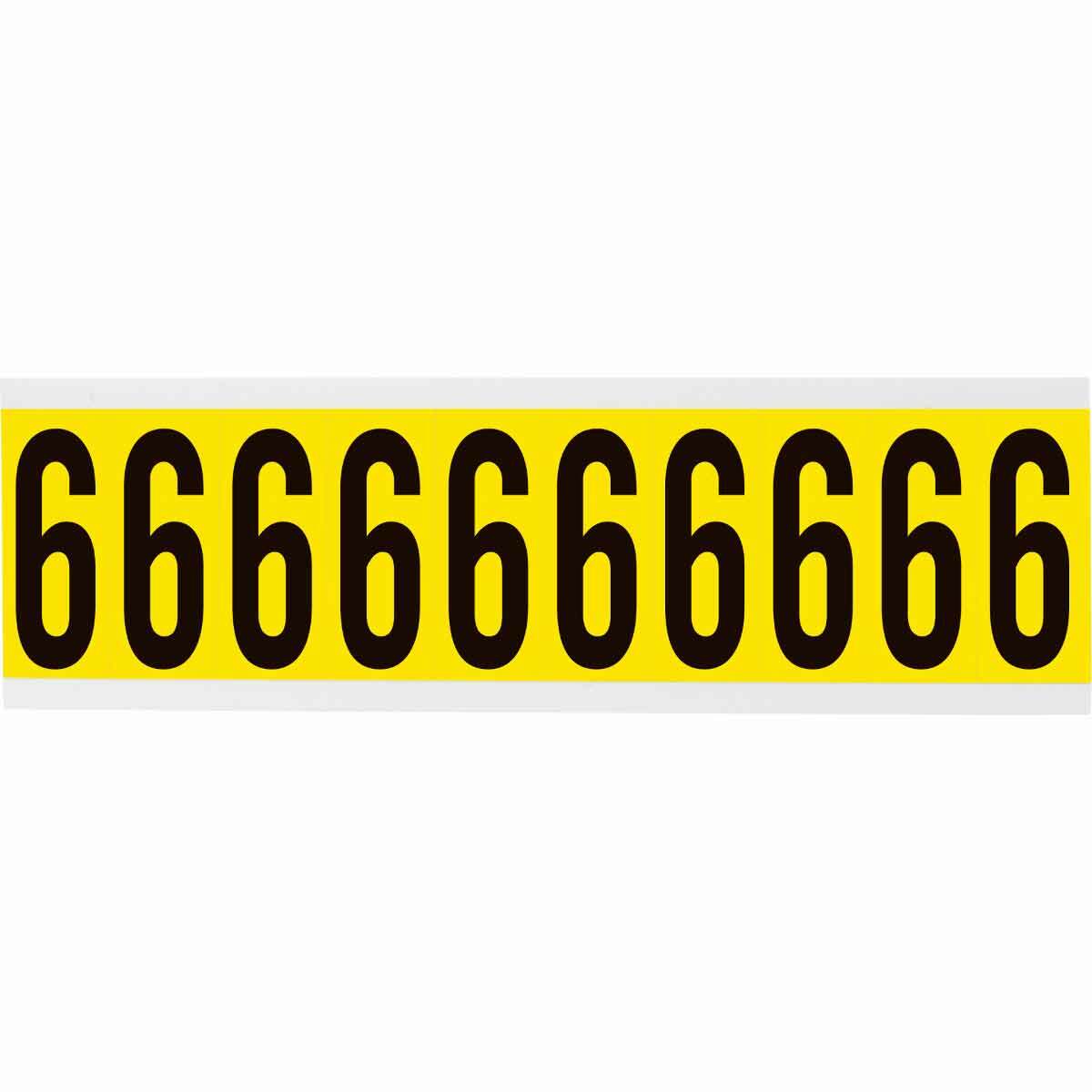 3440-6 3440 Non-Reflective Numbers and Letters Label, Black 6 Character, 1.938 in H 0.752 in W, Yellow Background, B-498 Vinyl Coated Fabric