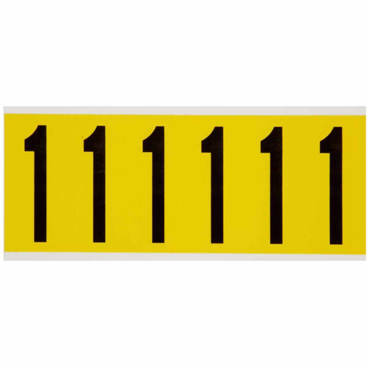 3450-1 Non-Reflective Number Label, Black 1 Character, 2-15/16 in H, Yellow Background, B-498 Vinyl Coated Fabric