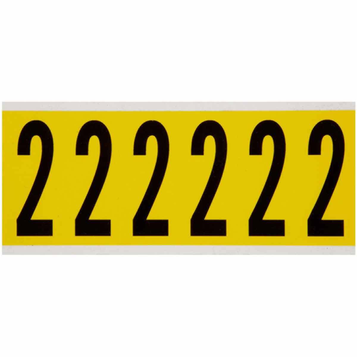 3450-2 Non-Reflective Number Label, Black 2 Character, 2-15/16 in H, Yellow Background, B-498 Vinyl Coated Fabric