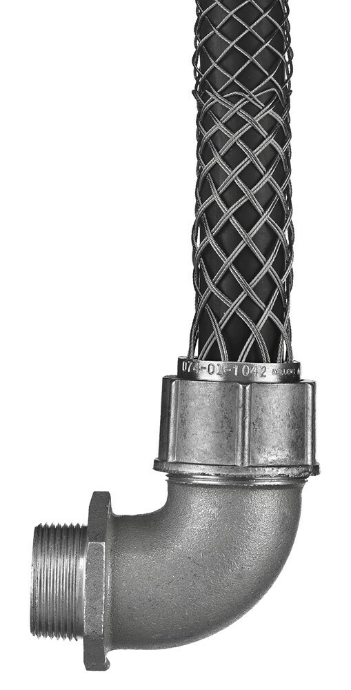 074011233 Deluxe Form 6 Liquidtight Standard Duty Strain Relief Cord Grip, 2 in Trade, (1) Conductors, 1.312 to 1.437 in Cable Openings, Aluminum/Stainless Steel