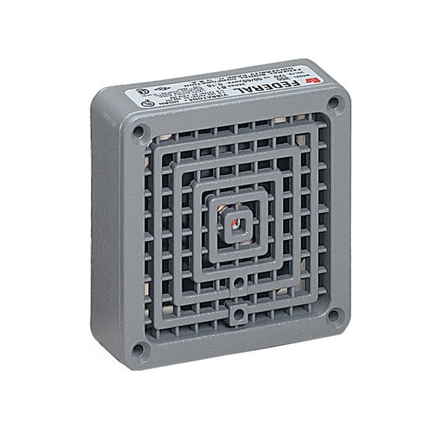 350-240-30 Vibratone Compact Heavy-Duty Electronic Horn, 240 V AC, 0.09 A, 110/100 dB Sound, Indoor/Outdoor, Surface Mount, Gray, ARRA Compliant|BAA Compliant|CSA Certified|cUL Listed|FM Approved|UL Listed