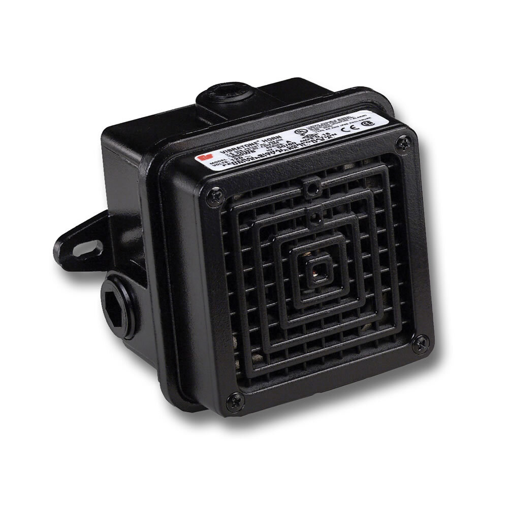 350WBX-120 Vibratone Explosionproof Vibrating Horn With Weatherproof Back Box, 125 V AC, 0.18 A, 100 dB Sound, Surface Mount, UL/cUL Listed, CSA Certified, Black