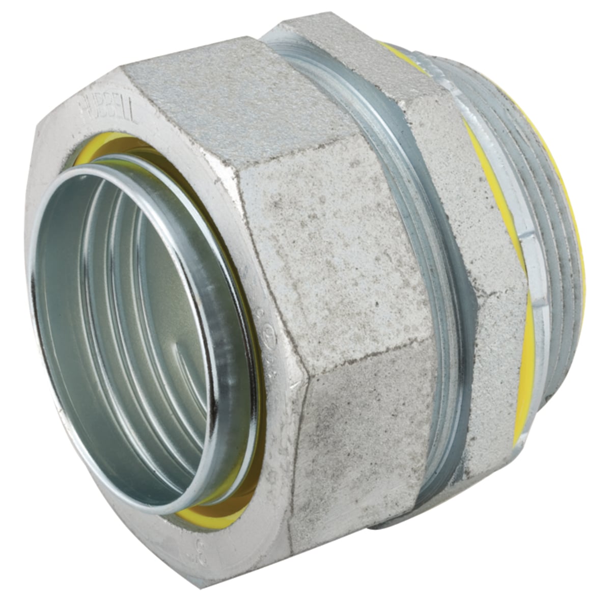 3522 Insulated Straight Conduit Connector, 3 in Trade, Malleable Iron/Steel, Electro-Plated Zinc