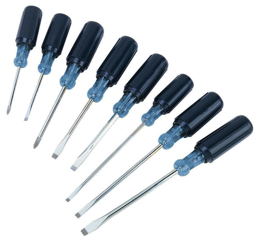 35-298 Screwdriver Set, 8 Pieces, CRV Steel/Rubber, Nickel Chrome