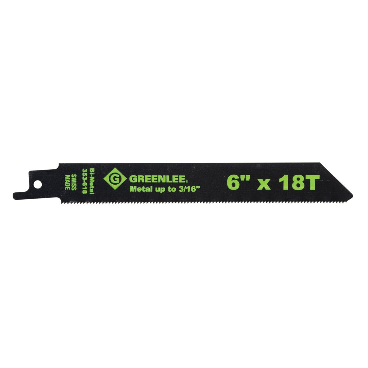 353-618 Straight Reciprocating Saw Blade, 6 in L x 3/4 in W, 18, Bi-Metal Body