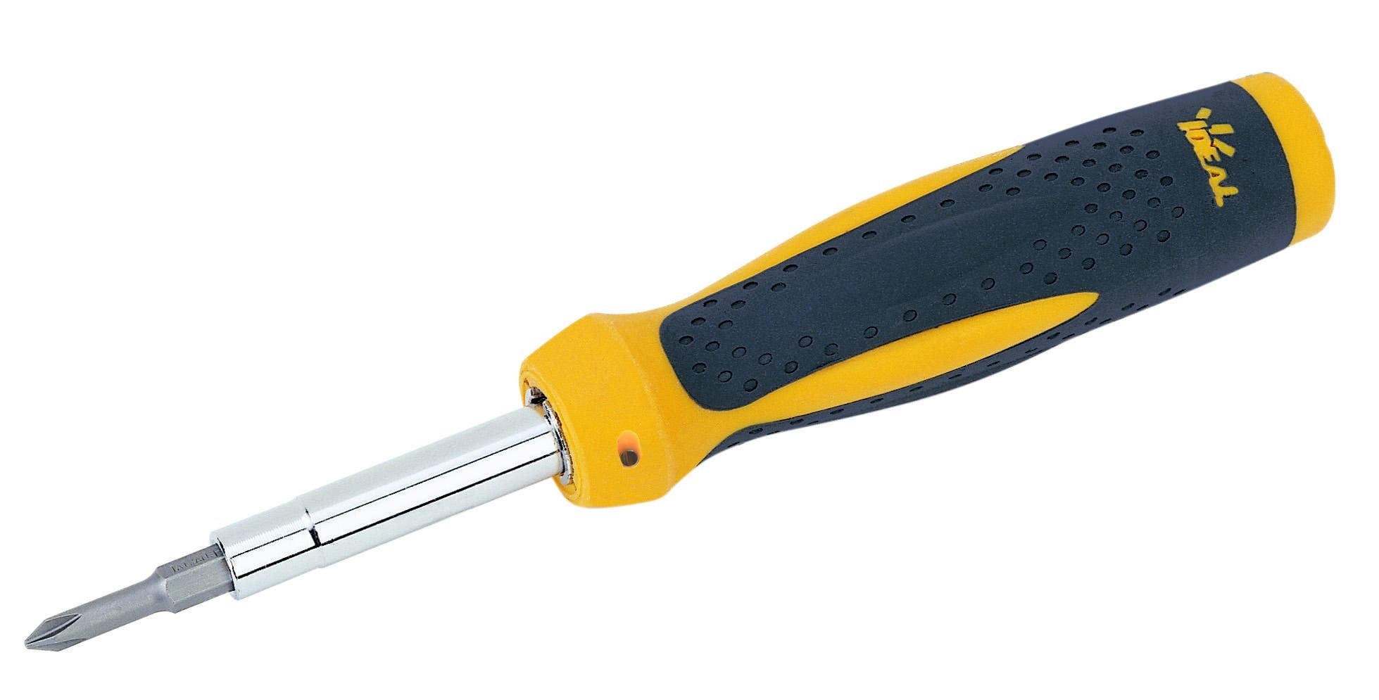 35-908 Twist-a-Nut 7-in-1 Heavy Duty Screwdriver and Nutdriver, #1, #2, 1/4 in, 3/16 in, 1/4 in, 5/16 in Phillips/Slotted Point, 8-1/2 in OAL, Santoprene Handle