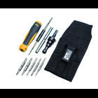 IDEAL, Wiring Kit, Twist-A-Nut, Conduit Combo Pack, Consist Of 1: 35-908 Twist-a-Nut Screwdriver, Material: Nylon, Consist Of 4: 35-913 1/4 IN slotted - #2 Square Recess, Consist Of 2: 35-098 Twist-a-Nut Deburring Head-Square Tip, Consist Of 3: 35-923 Twist-a-Nut& Tap Tool Shaft, Consist Of 5: 35-914 3/16 IN slotted - #1 Square Recess, Includes: 35-915 #15 And # 10 Torx, 35-927 8-Pocket Carrying Pouch