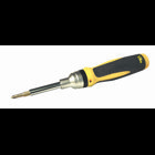 Ratch-a-Nut 9-In-1 Screwdriver, Textured, Ergonomic, Slip Resistant Comfort-Grip Handle, Santoprene Handle, Chrome Vanadium Blade, Includes: 1/4 IN And 3/16 IN Slotted, #1 And #2 Phillips, 1/4 IN, 5/16 IN, 7/16 IN Nutdrivers, Ratcheting Screwdriver End, Ratcheting Wire Connector Wrench