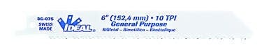 36-075 General Purpose Super-Hard Straight Reciprocating Blade, 6 in L x 3/4 in W, 10, Bi-Metal Body