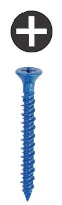 36P214 Phillips Head Concrete Anchor System, 3/16 in Dia, 2-1/4 in OAL, Slotted Head Drive, Steel