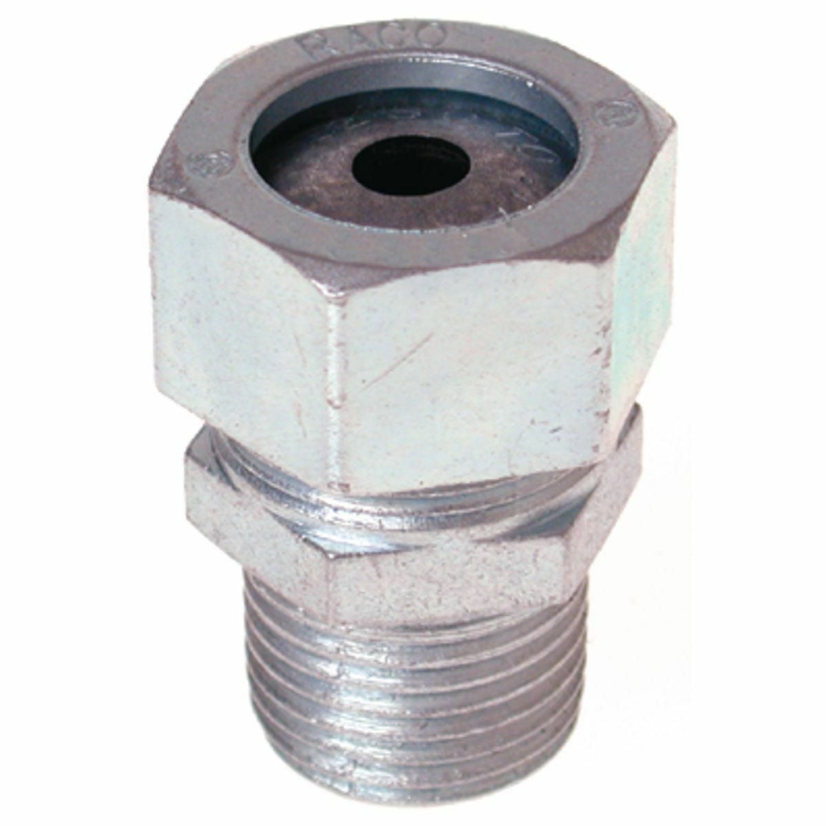 3702-3 Form 1 Strain Relief Straight Cord Connector, 1/2 in Trade, 0.375 to 0.425 in Cable Openings, Steel, Electro-Plated Zinc