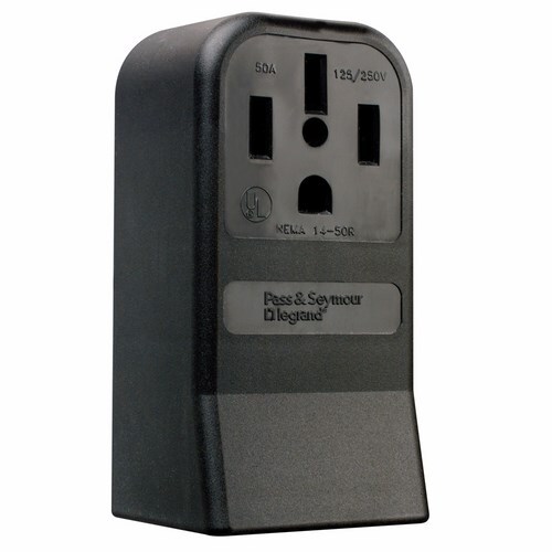 3854 Straight Blade Power Outlet Surface Receptacle, 50Amp, 125/250V
