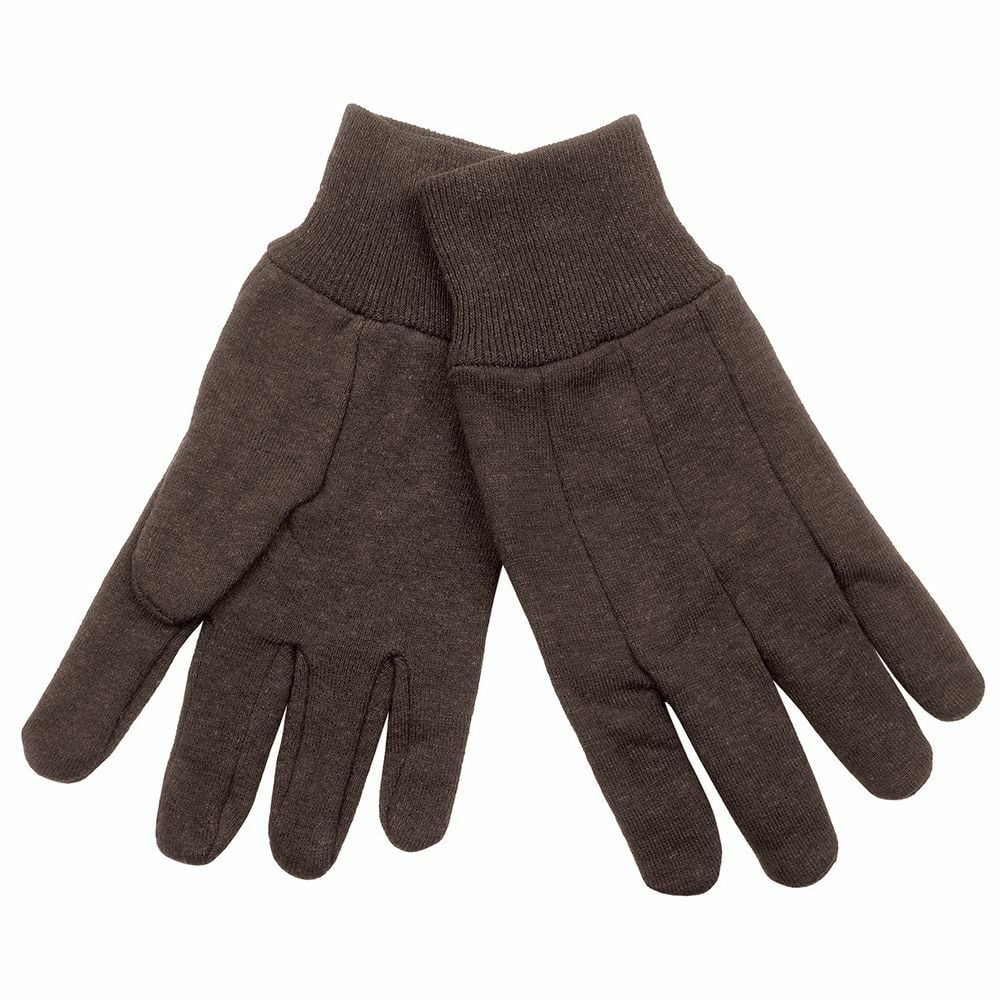 40002 Heavy weight Gloves, Work, Straight Thumb Style, Universal, Cotton Jersey, Dark Brown, Knit Wrist Cuff, Fleece Lining