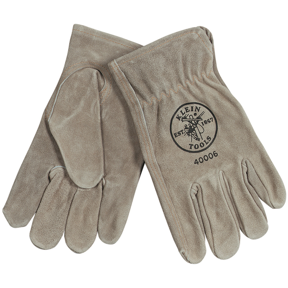40006 General Purpose Gloves, Driver, Gunn Cut Style, Cowhide Leather, Gray, Slip-On Cuff, Bright Coating, Thermal Lining