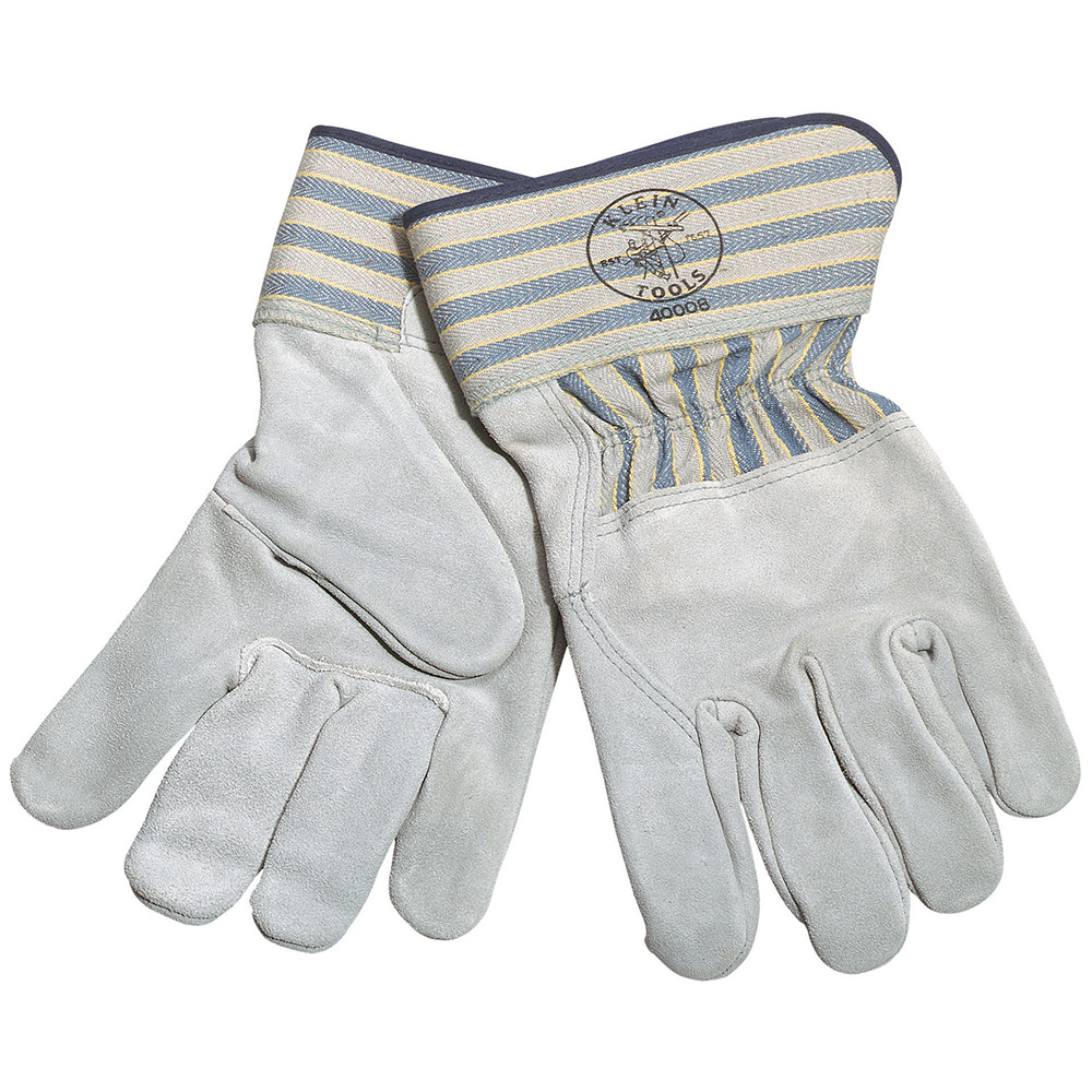 40008 Multi-Purpose Gloves, Work, Gunn Cut/Wing Thumb Style, Heavy Sueded Leather, Pearl Gray, Slip-On Cuff, Bright Coating, Sewn-In Lining