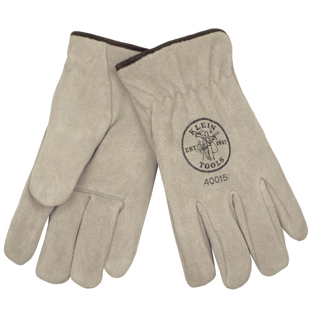 40015 Lined Gloves, Driver, Gunn Cut Style, XL, Sued Cowhide Leather, Gray, Slip-On Cuff, Bright Coating, Thermal Lining